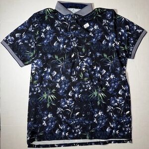 Greyson Navy Floral Polo Shirt